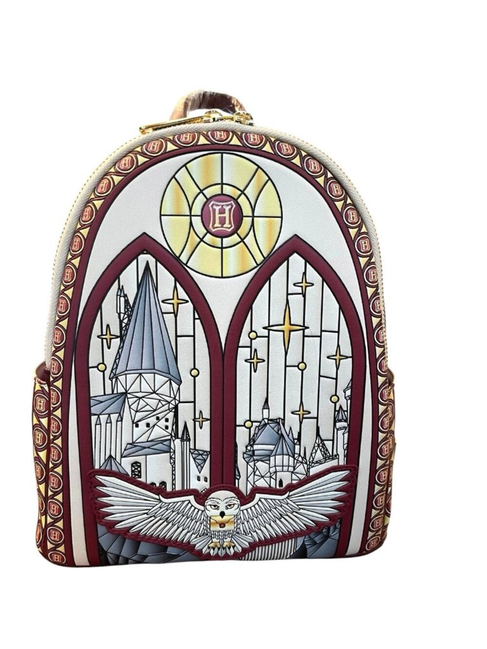 Loungefly Harry Potter Hedwig Stained Glass Window Snowy Owl Mini Backpack NWT